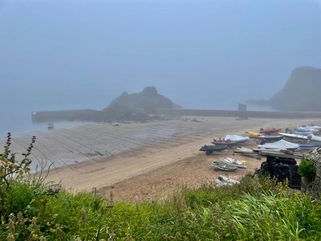 hope cove in the fog